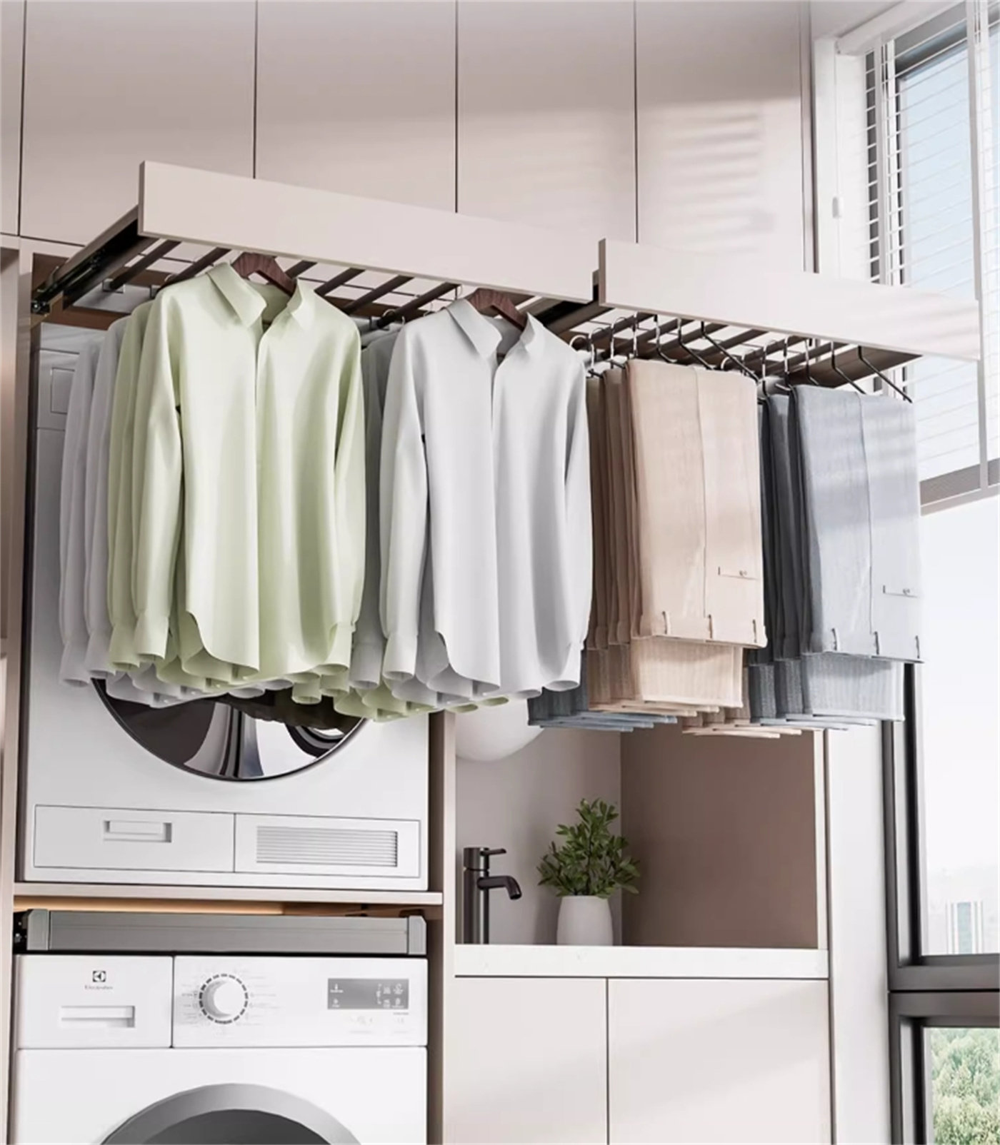 Pull Out Retractable Clothes Hanger Rod Closet Rods Hanging Pull