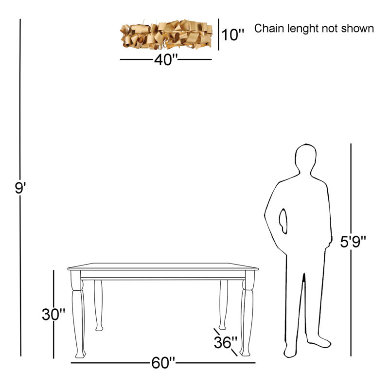 Delfina Six-Light Wire-Hung Modern Linear Chandelier, Gold