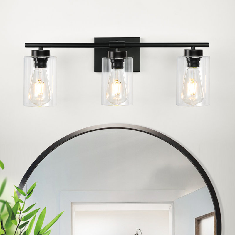 Hooversville Dimmable Vanity Light, Matte Black, 3 Lights