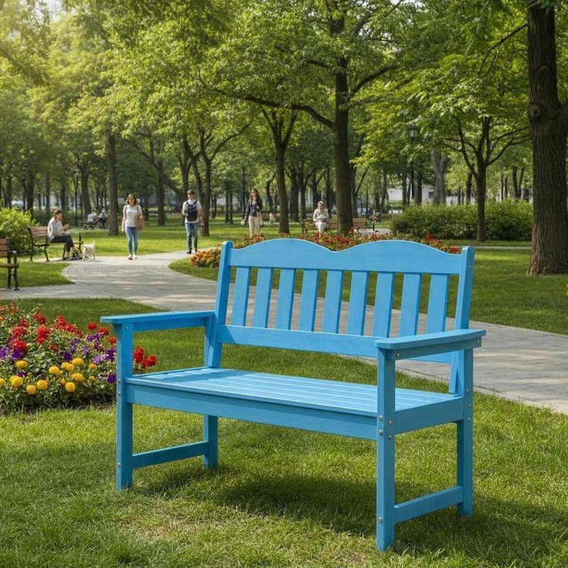 Banc de jardin extérieur pour 2 personnes, Bleu
