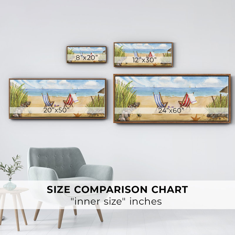Beach For Two- Framed Canvas, 20" H x 50" W