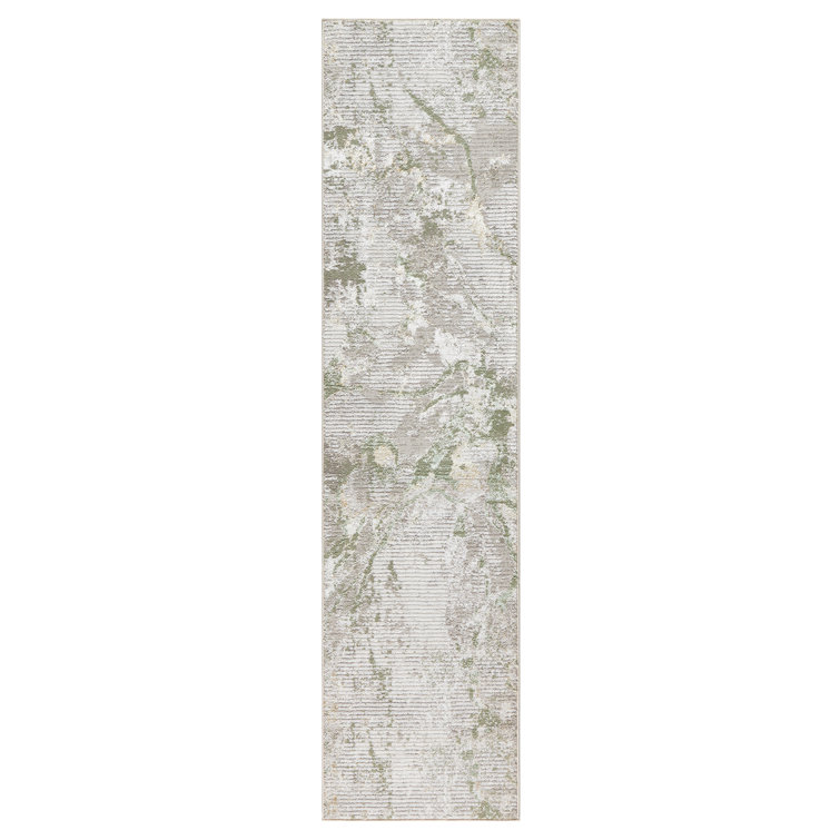 TOWN & COUNTRY LUXE Opaline Bold Marble Area Rug with Glam Metallic Ribbed Texture Pile, Sage Green
