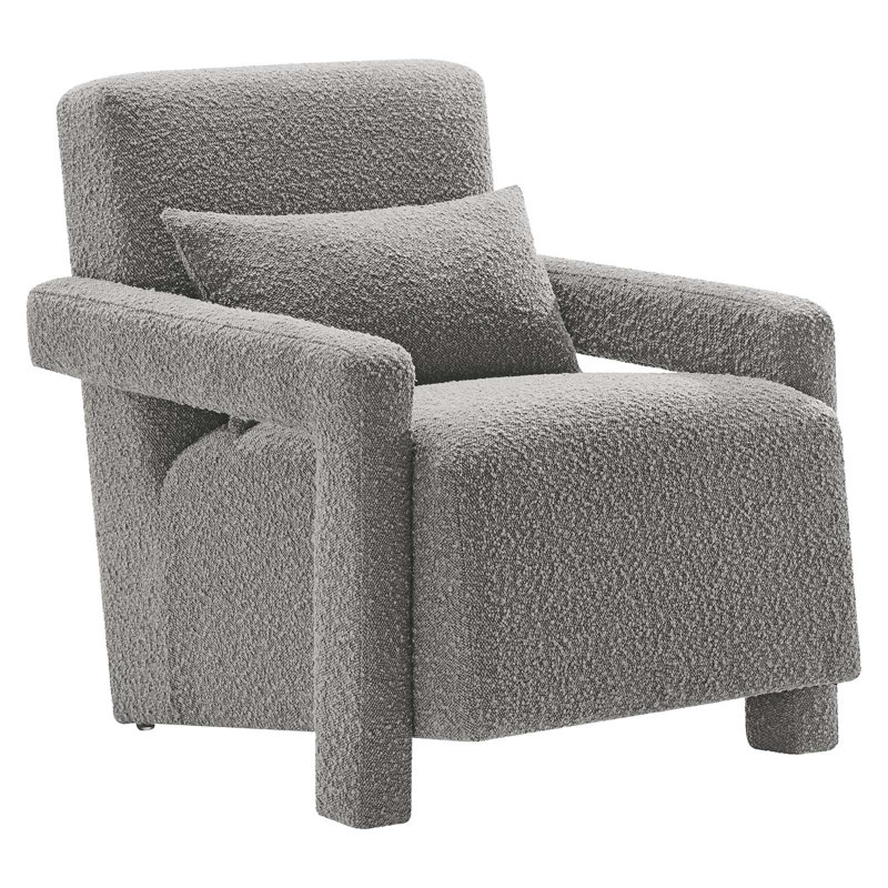 Modway Mirage Boucle Upholstered Armchair, Light Gray 100% Polyester