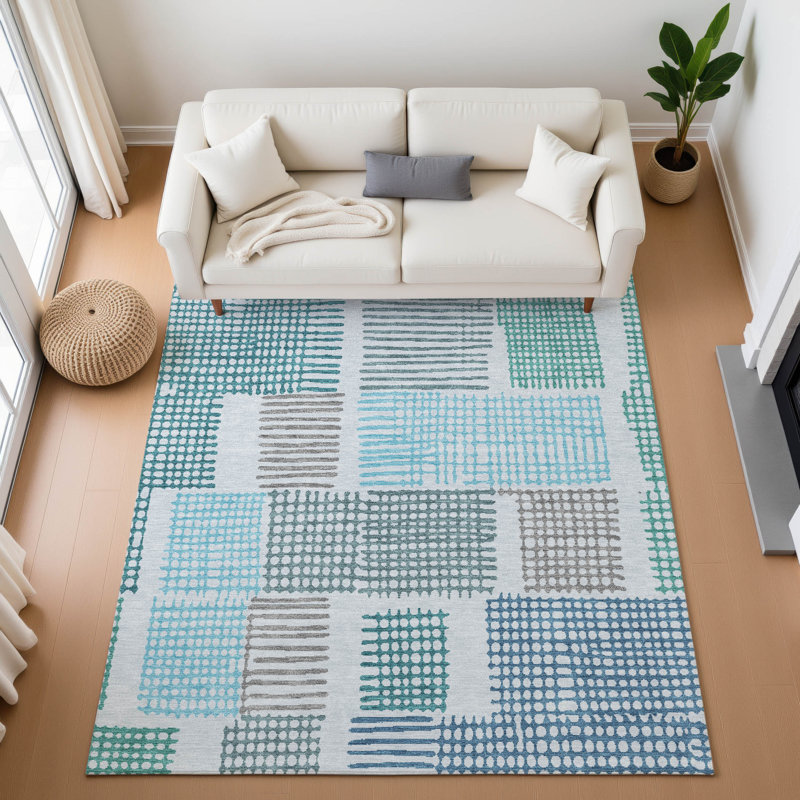 Premium Machine Washable Pinkston AMF1975 Geometric Rug, Rectangle 2'6" x 3'10"