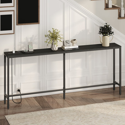 78.7" Narrow Console Table with Power Outlet Behind Couch for Entryway