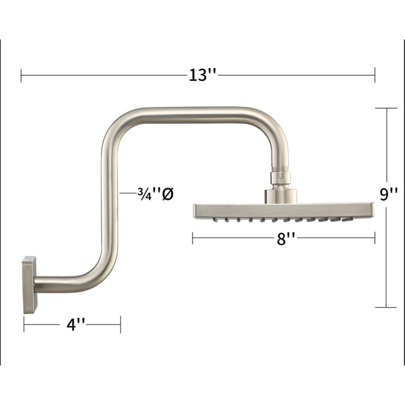 Pomme de douche fixe Rains Flood, Nickel satiné