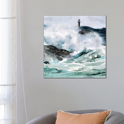 Lighthouse Waves II by Jennifer Paxton Parker - Wrapped Canvas Painting