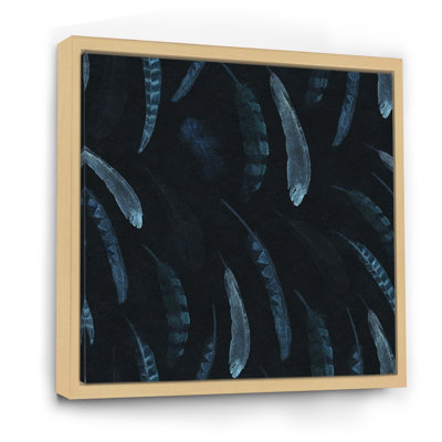Motif bohème de plumes sur fond vif - reproduction d'art sur toile