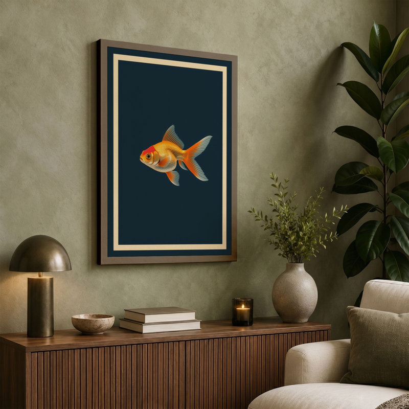 Solitary Goldfish Minimalist - Wrapped Canvas, 18x12 - 45.7 x 30.5 cm, White Border