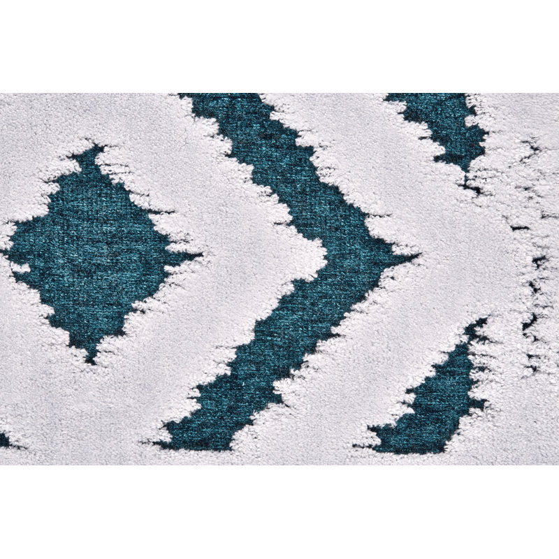 Tapis turquoise / blanc Ewald, Rectangle 9'8" x 12'7"