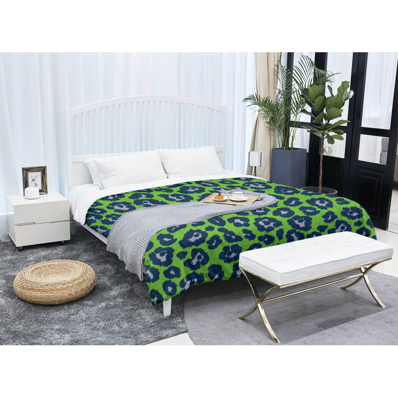 Polyester Animal Print Comforter, Queen Comforter, Green/Black/Gray