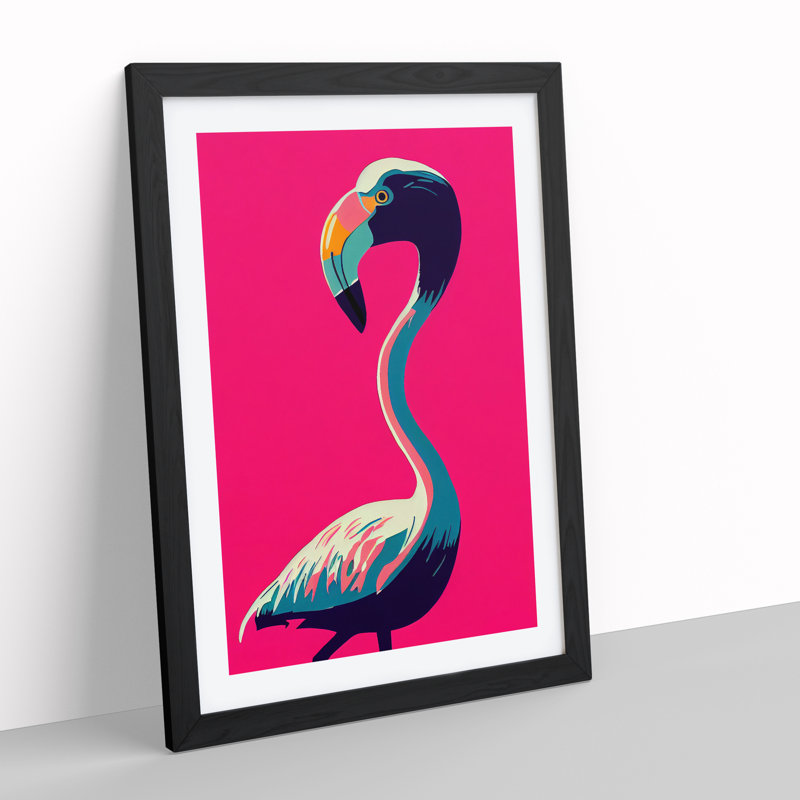 Unique Flamingo - Single Picture Frame Print, Black Framed, 46cm H x 34cm W x 2cm D