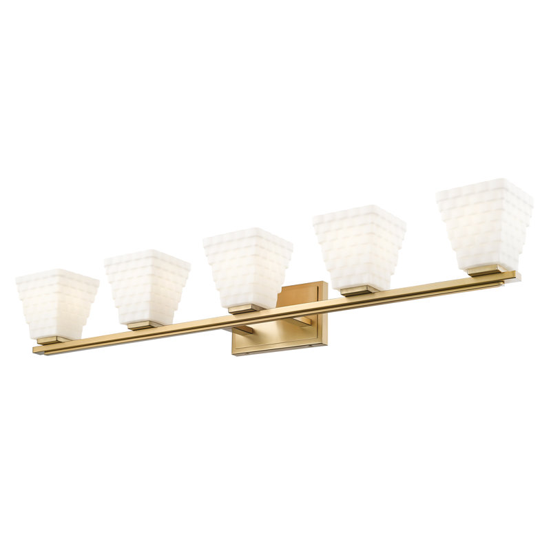Ensemble de meuble-lavabo 5 lumières Teyona, Or brossé