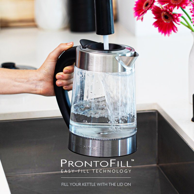 1.7L Silver Glass Electric Kettle with Temperature Control