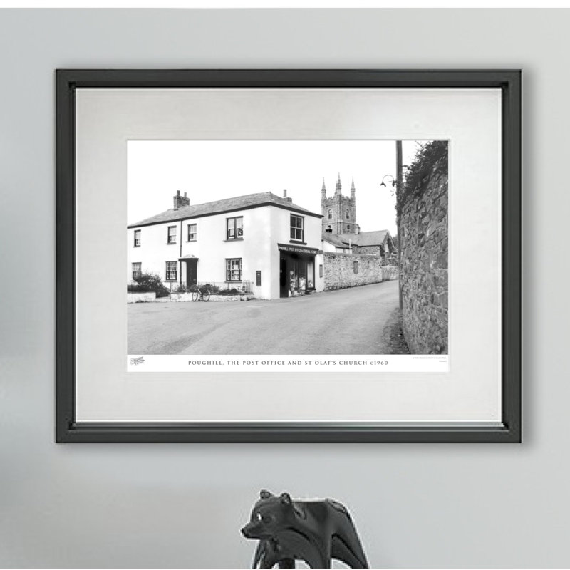 Poughill, The Post Office And St Olafs Church C1960 - Single Picture Frame Print, 28cm H x 36cm W x 2.3cm D