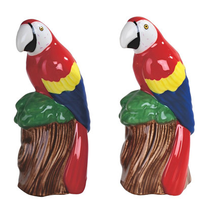 2-PC Set 4.5"H Red Parrot Salt & Pepper Shakers