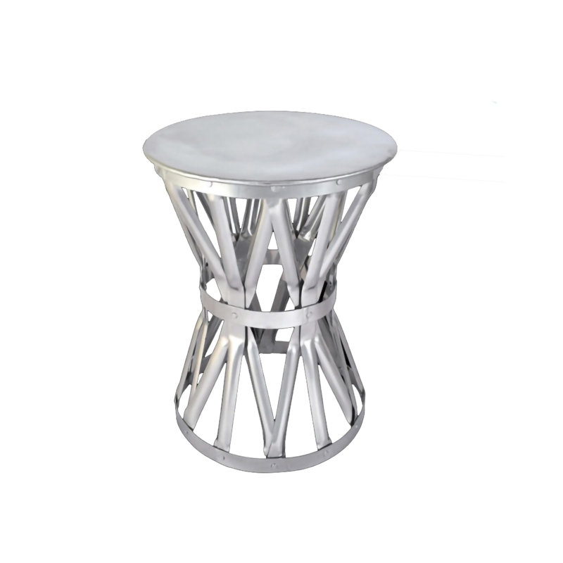 Tabouret en aluminium argenté