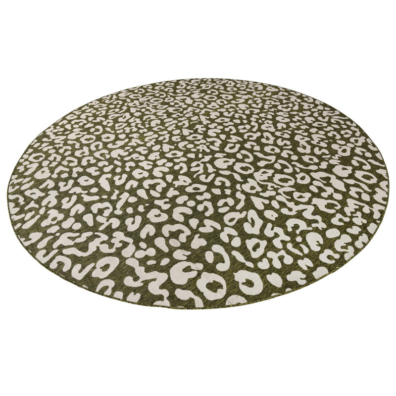 Tapis d'extérieur joyeux couleur mousse, Rond 13 pi