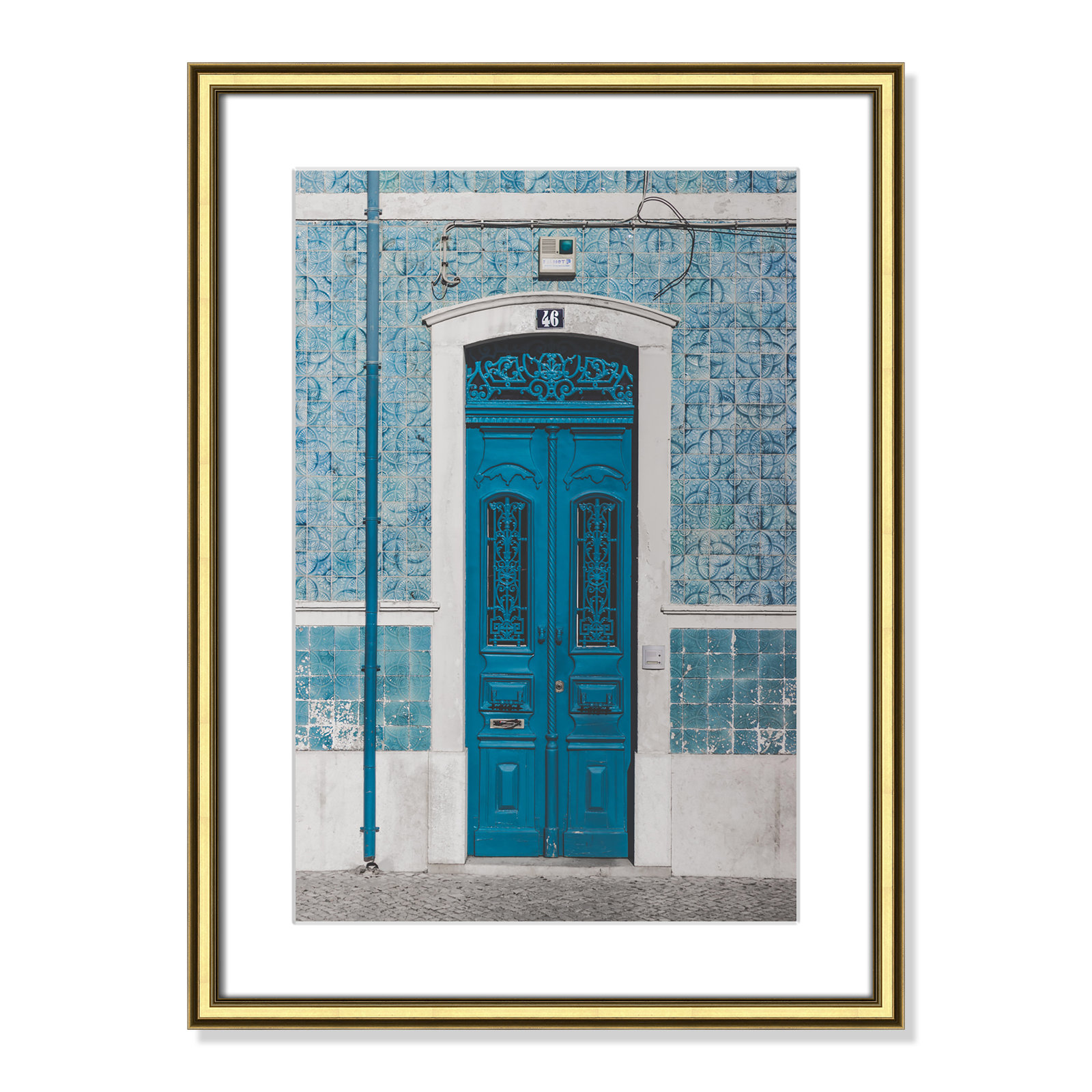Blue Door Of Caldas De Rainha, Portugual by Catarina Carvalho, Gold, 24.25" H x 18.25" W x 0.88" D