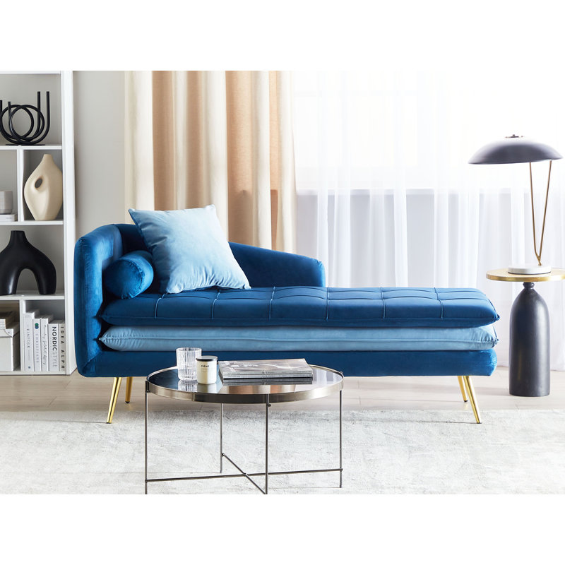 Lisco Velvet Chaise Lounge, Blue