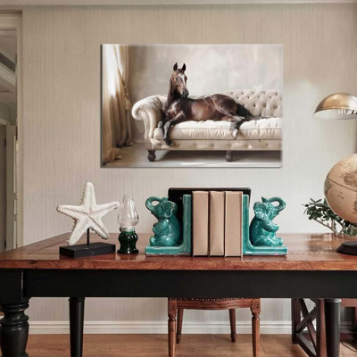 Farmhouse Horse Wall Art Vintage Rustic Horse Posters Prints Brown Horses Canvas