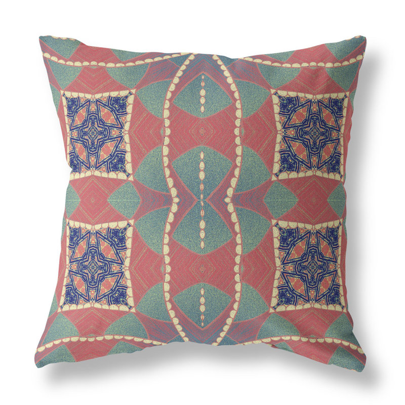 Coussin décoratif, 18 po x 18 po, Rouge / Vert, Polyester