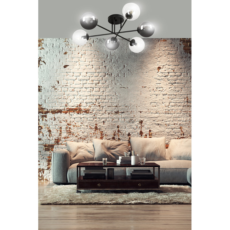 Cadesia Glass Semi Flush Mount, Graphite/Transparent