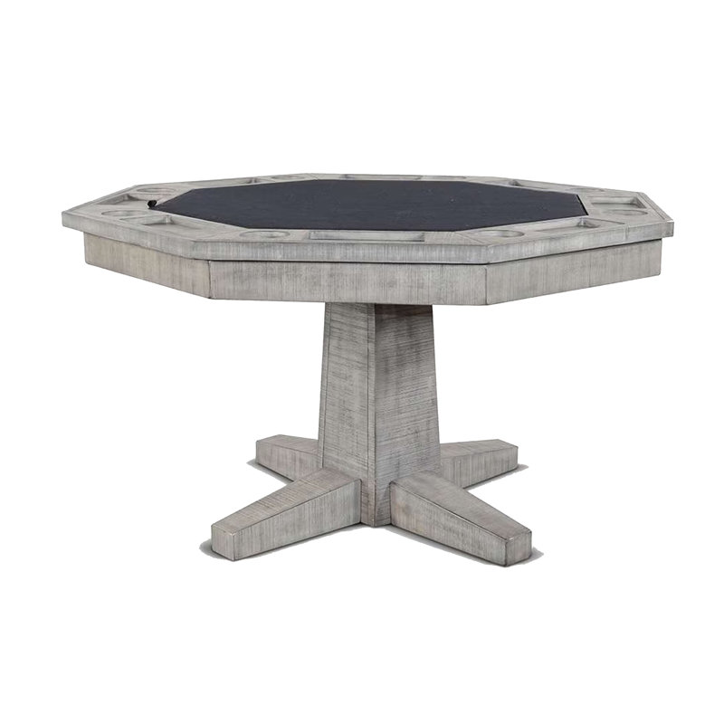 Table de salle à manger réversible avec plateau en bois d'acajou gris de 53 po Zeka