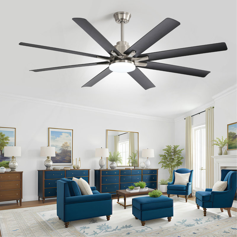 66 Inch Low Profile ABS Ceiling Fan With Dimmable Lights And Smart Remote Control 6 Speed Reversible Noiseless DC Motor For Indoor