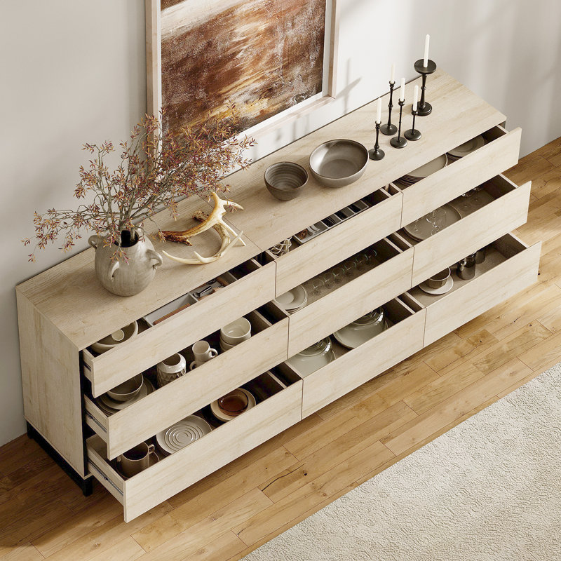 2 In 1 Dresser With 9 Drawers, Modern Chest Of Drawers With Adjustable Shelf And Metal Base, Closet Organizers And Storage Cabinet For Bedroom