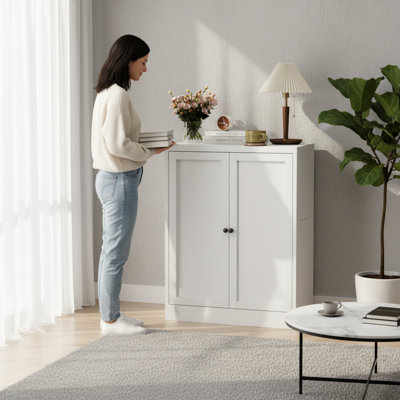 Garde-manger 34,6 po en métal blanc avec tablettes réglables | Idée cadeau