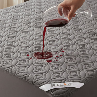 Housse de protection pour matelas imperméable sans bruit BEDLORE®, housse de matelas matelassée hypoallergénique et lavable, protège-matelas respirant avec poche profonde de 6 à 18 po, grand gris