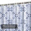 Grid Checked Motif Distressed Navy Shower Curtain with 12 Hooks-129035297
