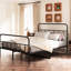 Structure de lit plateforme en métal pour grand lit, structure en fer avec tête de lit, sommier tapissier, sommeil paisible, grand lit noir et construction, sommier non nécessaire, repos
