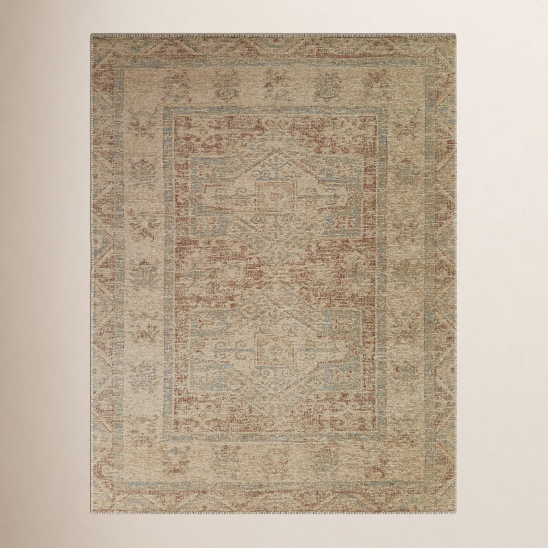 Tapis rectangulaire brun / beige tissé à la machine Caleb, Rectangle 7 pi 10 po x 10 pi