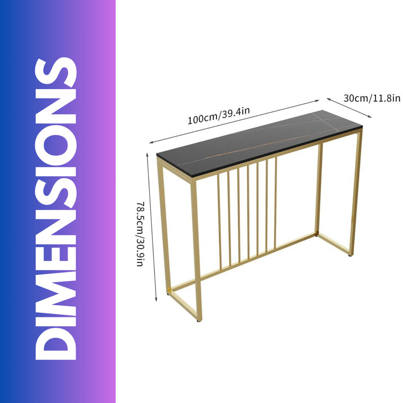 Marble Console Table Hallway Entryway Furniture, Black/Gold