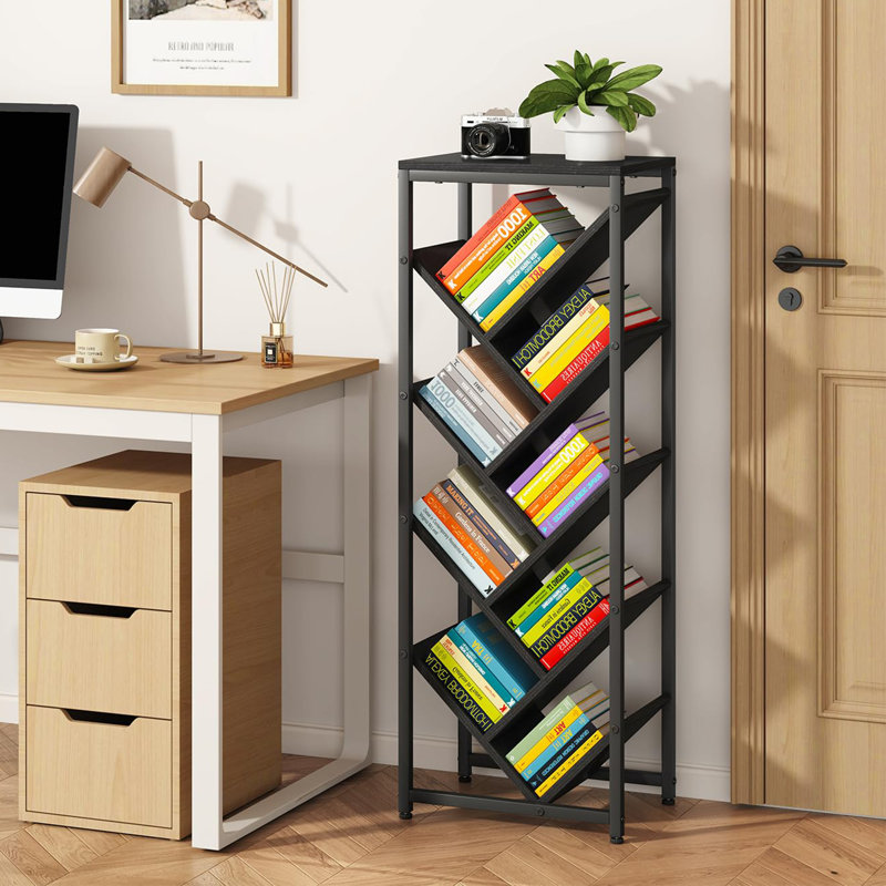 37.5cm W Metal Standard Bookcase, (9 Shelves) 106.5cm. H x 37.5cm. W x 23cm. D, Black
