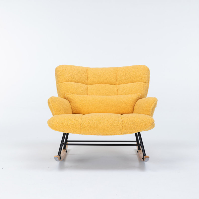 Chaise berçante, chaise berçante et fauteuil berçant rembourré, Jaune