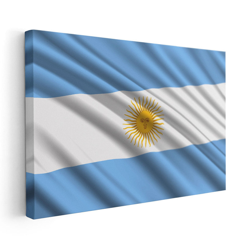 Drapeau argentin flottant - reproduction d'art sur toile, H 16 po x l 24 po