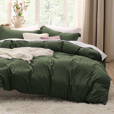Bedsure Microfiber Duvet Cover Oversized Queen Size - Prewashed Cotton-Like Extra Soft Bedding Set (Set of 3)