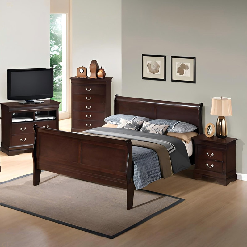 Grand lit Louis Phillipe G3125A-QB, cappuccino, Grand lit, Cappuccino