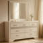 Grande commode Vino avec miroir, 7 tiroirs, blanc moderne, décor chromé-117056075