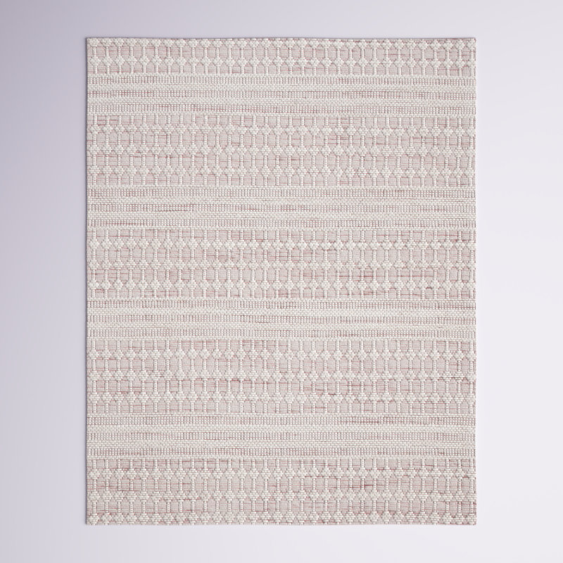 Rabun Geometric Handmade Handwoven Area Rug in Pink / Ivory, Rectangle 8' x 10'