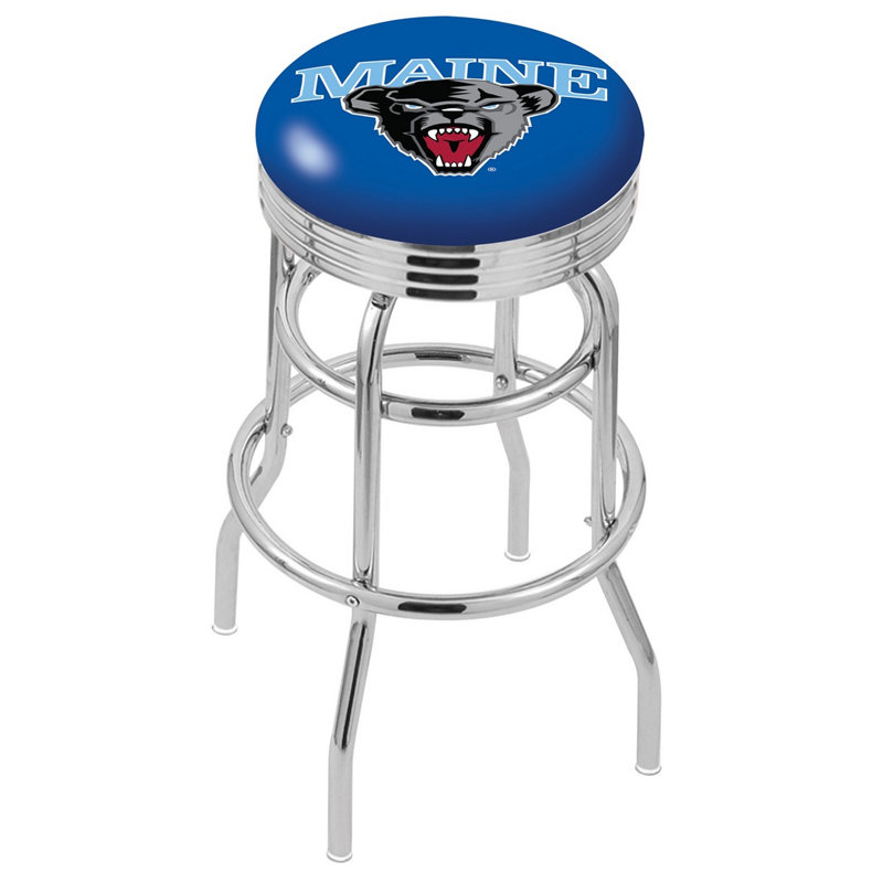 Tabouret de bar Logo Series, Tabouret de comptoir (siège d'une hauteur de 25 p, Double anneau chromé, University of Maine