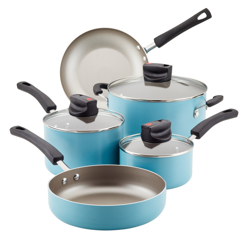 Aqua Blue 14-Piece Nonstick Aluminum Cookware Set