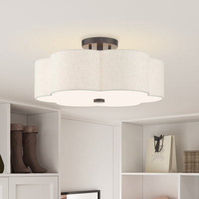 Copper Linen Blend Semi Flush Mount