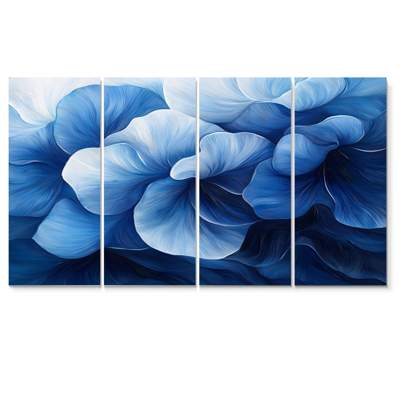 Blanc sur bleu jonquilles Bloom II - jonquilles murales - Art mural traditionnel, H 28 po x l 48 po, 4