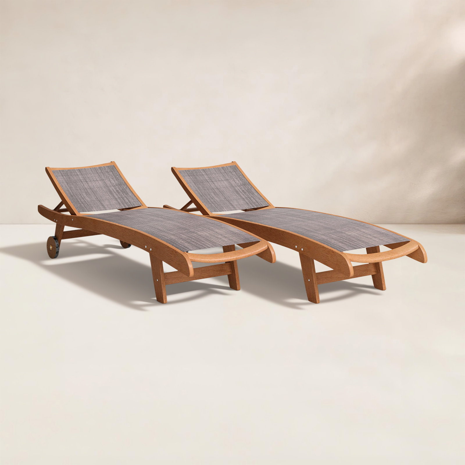 Delphi 27" Eucalyptus Patio Chaise Lounge Set