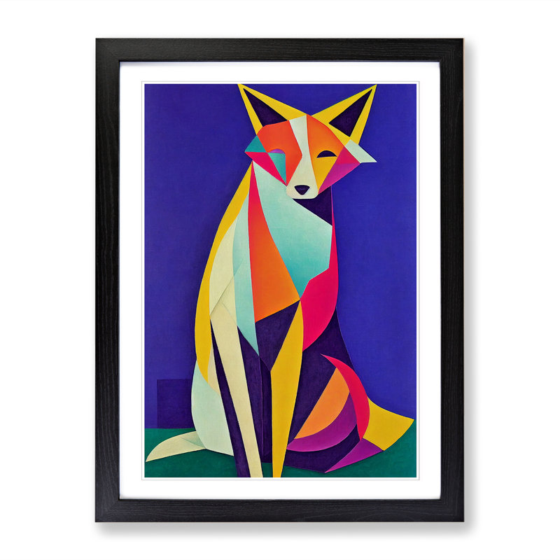 Quirky Fox - Single Picture Frame Print, Black, 64cm H x 46cm W x 2cm D