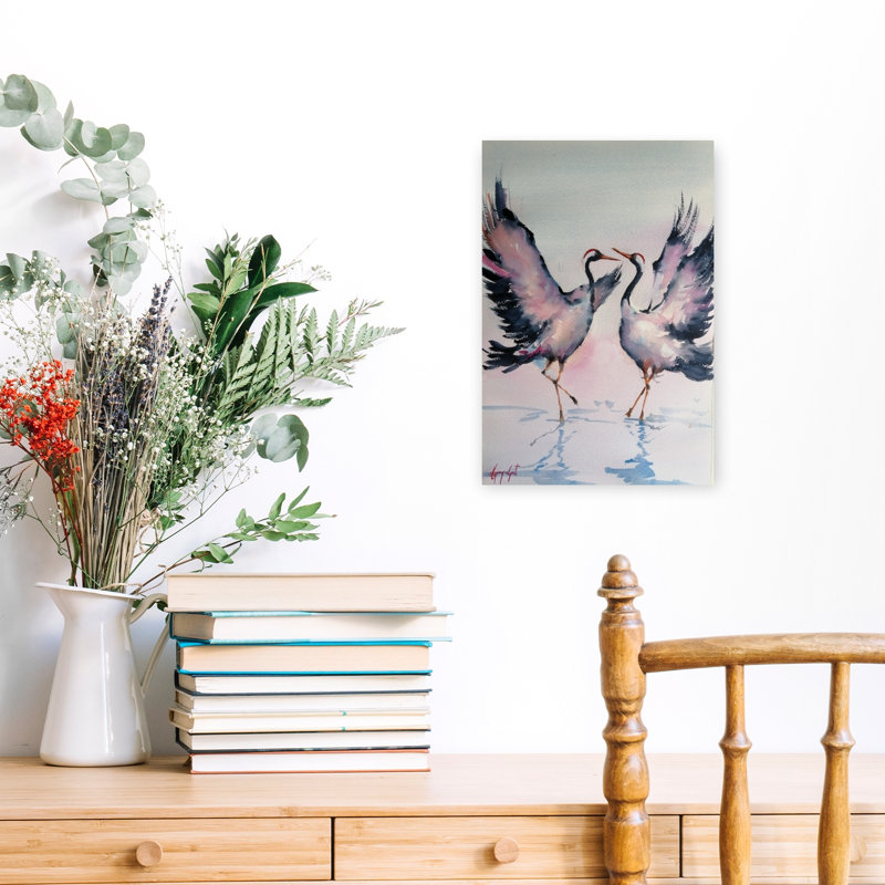 Art mural contemporain oiseau à tête noire, H 18 po x l 12 po